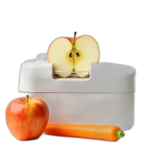 food, crown, furniture, 3d render, photorealistic, white, apple, carrot transparent PNG cut-out