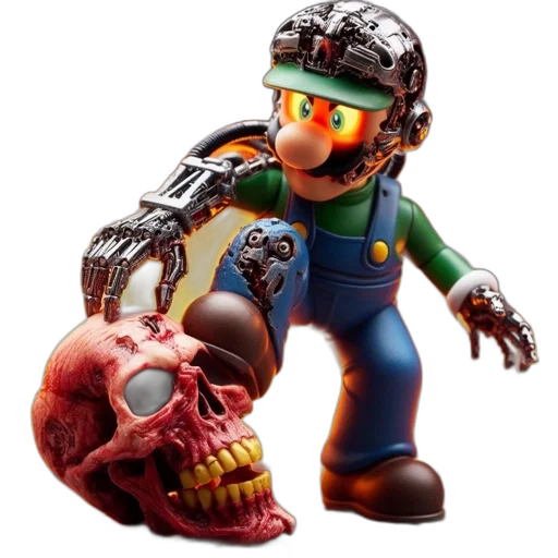 weapon, concept art, 3d render, pixel art, altered, version, luigi, super transparent PNG cut-out
