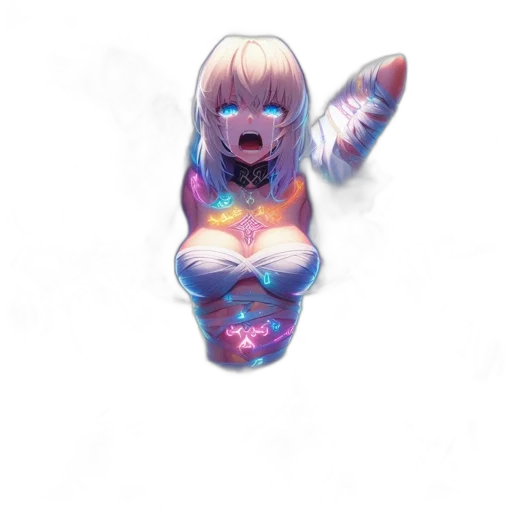 creature, robot, dress, hair, concept art, pixel art, fantasy art, anime transparent PNG cut-out