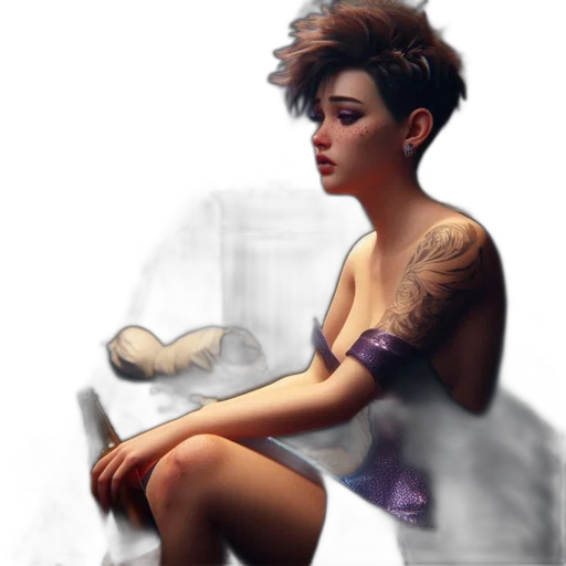 dress, jewelry, photorealistic, concept art, fantasy art, pixel art, neon lights, dark transparent PNG cut-out