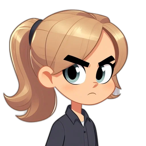 staff, hair, face, cartoon, anime, pixel art, concept art, animated transparent PNG cut-out