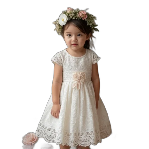 dress, crown, photorealistic, little, girls, floral, organ, lace transparent PNG cut-out