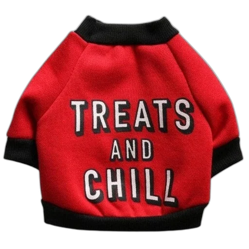 jacket, red, dog, sweater, black, trim, featuring, text transparent PNG cut-out