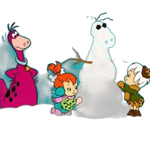 concept art, 3d render, cartoon, snow, scene, featuring, pink, dinosaur transparent PNG cut-out