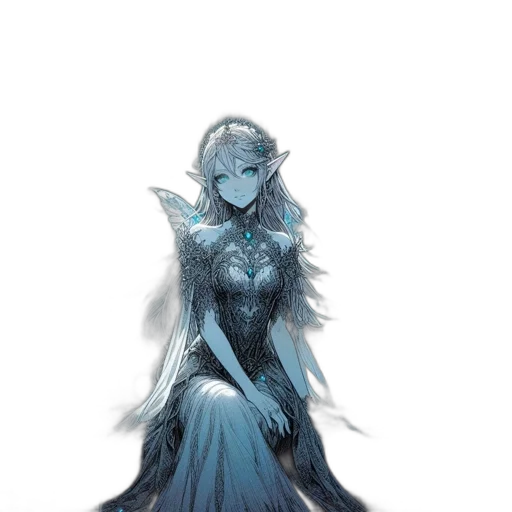dress, crown, staff, mask, concept art, fantasy art, pixel art, anime transparent PNG cut-out