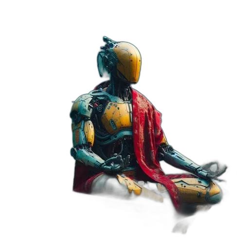 robot, sword, jewelry, mask, concept art, 3d render, cyberpunk, fantasy art transparent PNG cut-out