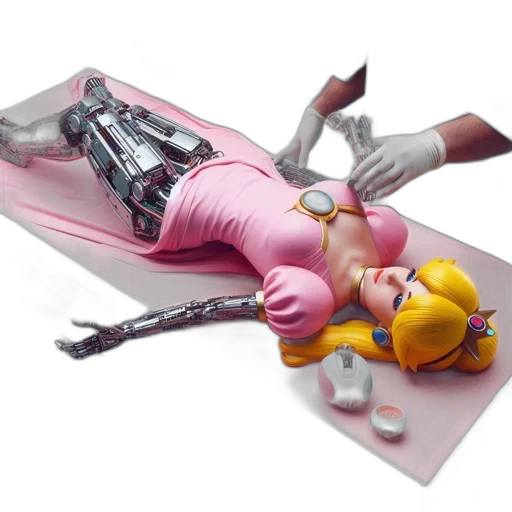 weapon, robot, concept art, 3d render, cyberpunk, vaporwave, sterile, environment transparent PNG cut-out