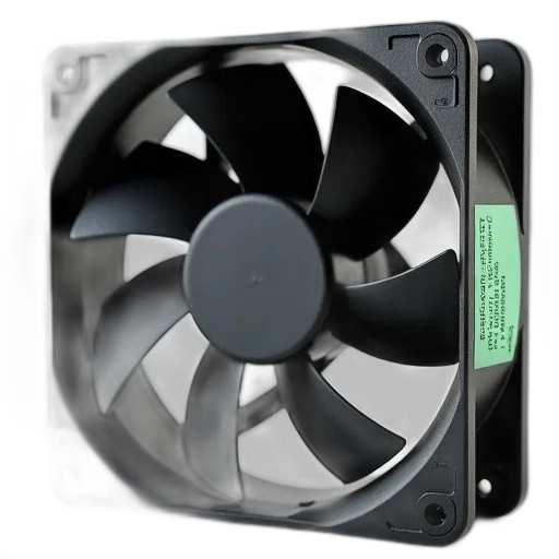 3d render, black, computer, fan, green, sticker, side, featuring transparent PNG cut-out