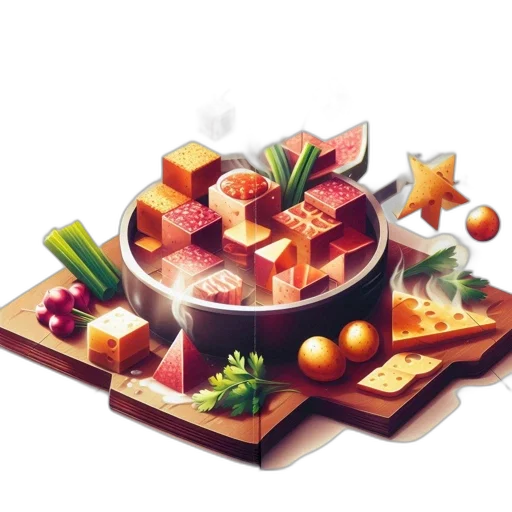 food, 3d render, concept art, photorealistic, pixel art, monochrome, colorful, red transparent PNG cut-out
