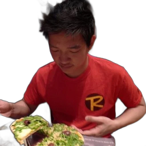 food, creature, face, animal, photorealistic, man, red, shirt transparent PNG cut-out