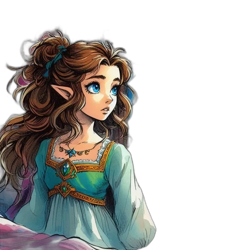 dress, face, fantasy art, pixel art, concept art, watercolor, pastel, blue transparent PNG cut-out