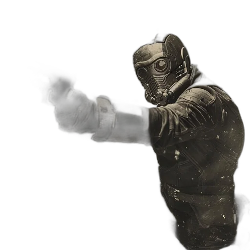 mask, weapon, robot, jacket, concept art, 3d render, comic book art, photorealistic transparent PNG cut-out