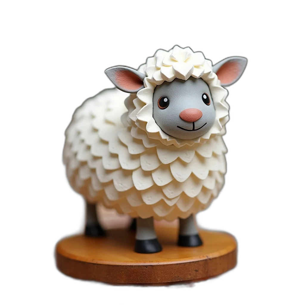 animal, 3d render, photorealistic, fantasy art, small, colorful, paper, sheep transparent PNG cut-out