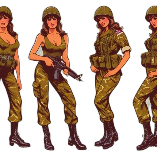 weapon, concept art, comic book art, pixel art, fantasy art, earth tones, green, female transparent PNG cut-out