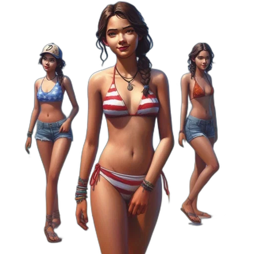 concept art, 3d render, fantasy art, photorealistic, beach, three, women, attire transparent PNG cut-out
