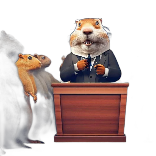 staff, concept art, 3d render, photorealistic, anthropomorphic, hamster, stands, before transparent PNG cut-out
