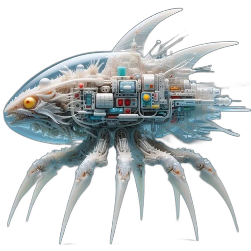 robot, creature, weapon, animal, concept art, cyberpunk, 3d render, fantasy art transparent PNG cut-out