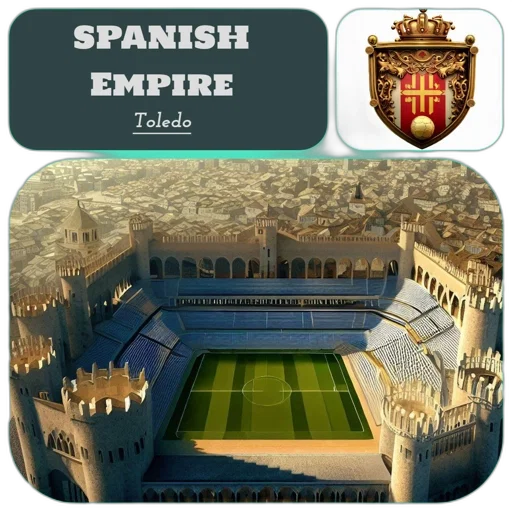 concept art, image, combines, spanish, empire, shield, medieval-fortress-like, soccer transparent PNG cut-out