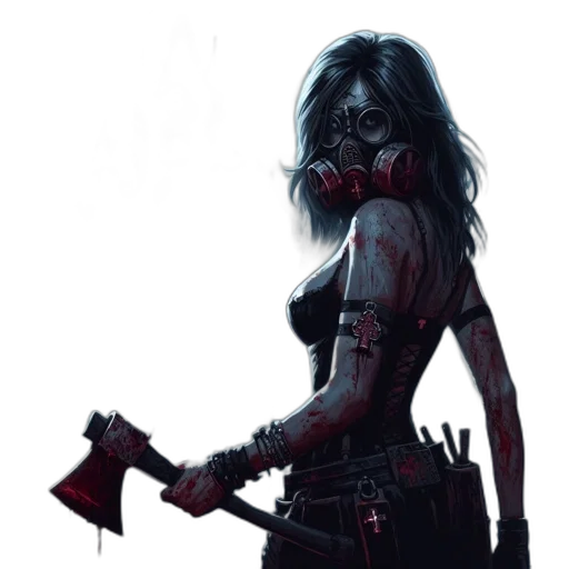 weapon, concept art, comic book art, cyberpunk, fantasy art, red, dark, post-apocalyptic transparent PNG cut-out