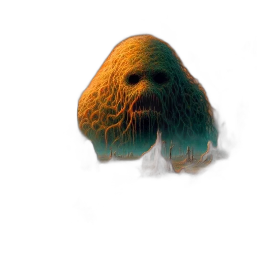 creature, animal, hair, mask, 3d render, photorealistic, concept art, underwater transparent PNG cut-out