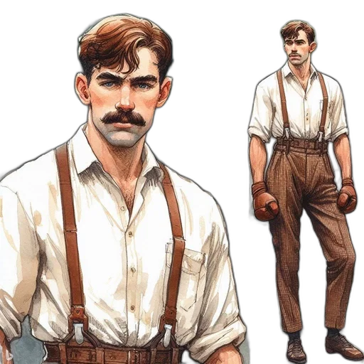 concept art, comic book art, fantasy art, earth tones, illustration, features, man, early transparent PNG cut-out