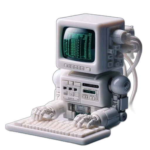 robot, weapon, furniture, vaporwave, 3d render, cyberpunk, pixel art, antique-like transparent PNG cut-out