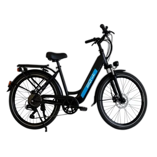 black, electric, bicycle, blue, white, logo, frame, displayed transparent PNG cut-out