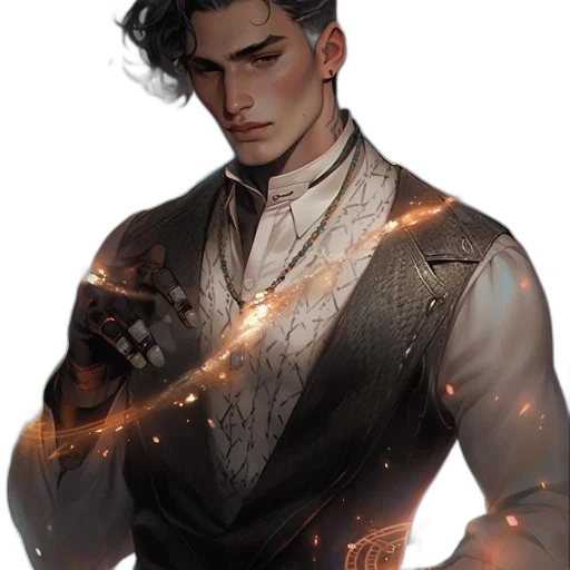 staff, jacket, fantasy art, concept art, comic book art, cyberpunk, fire, dark transparent PNG cut-out