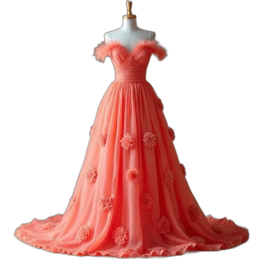 dress, crown, jewelry, 3d render transparent PNG cut-out