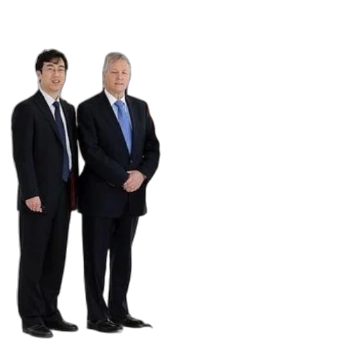 staff, umbrella, four, men, suits, stand, next, robot transparent PNG cut-out