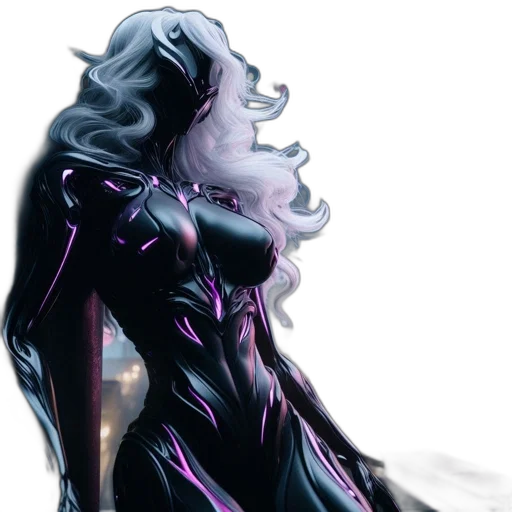 dress, concept art, comic book art, fantasy art, cyberpunk, neon lights, outer space, dark transparent PNG cut-out