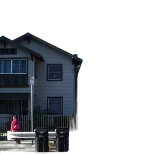 building, furniture, 3d render, person, pink, jacket, sits, bench transparent PNG cut-out