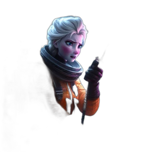 staff, weapon, face, jacket, concept art, fantasy art, pixel art, 3d render transparent PNG cut-out