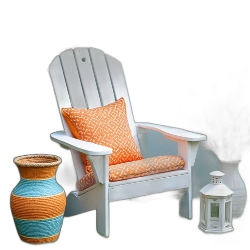 furniture, 3d render, photorealistic, monochrome, white, wooden, chair, patterned transparent PNG cut-out
