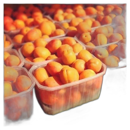 food, market, display, fresh, apricots, clear, plastic, containers transparent PNG cut-out