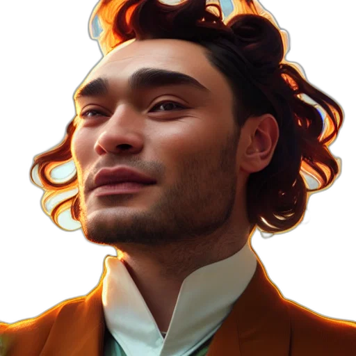 face, hair, crown, jacket transparent PNG cut-out