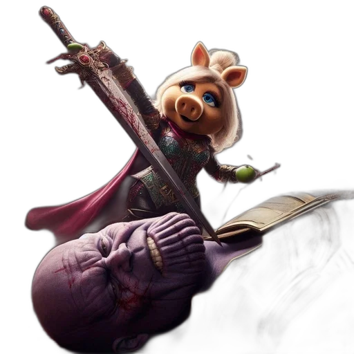 staff, creature, weapon, concept art, fantasy art, 3d render, miss, piggy transparent PNG cut-out