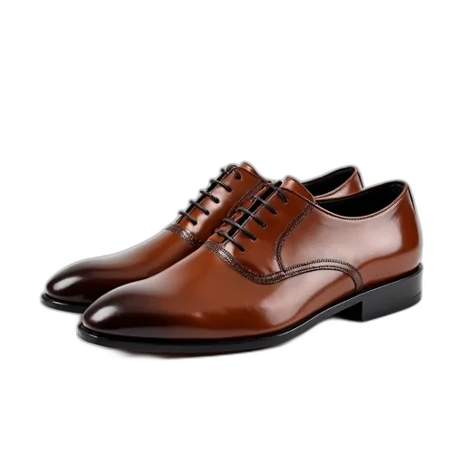 shoes, photorealistic, pair, brown, leather, dress, sleek, design transparent PNG cut-out