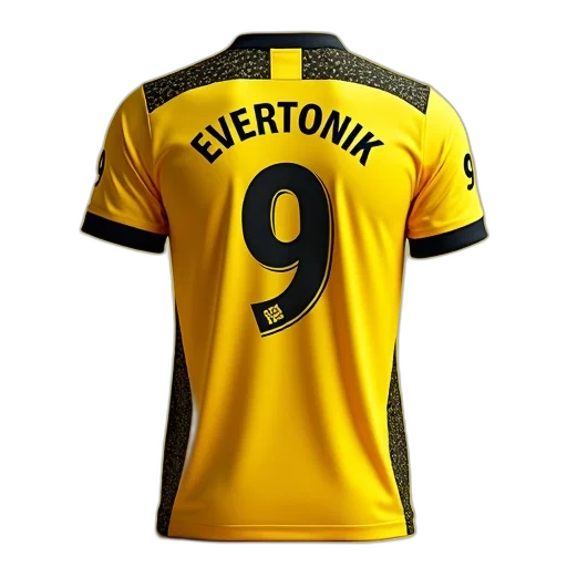 yellow, black, soccer, jersey, word, evertonik, front, number transparent PNG cut-out