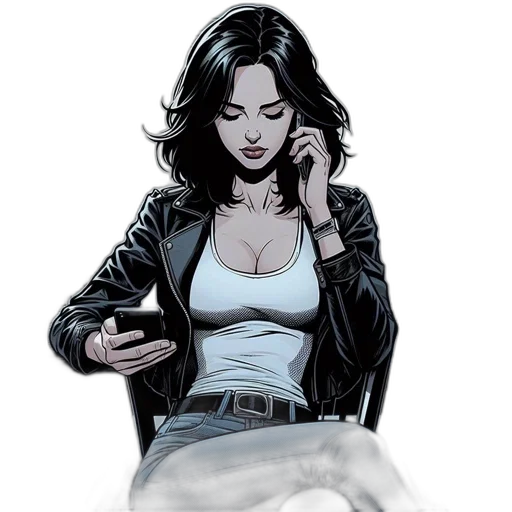 jacket, comic book art, concept art, cartoon, fantasy art, monochrome, brightly, lit transparent PNG cut-out