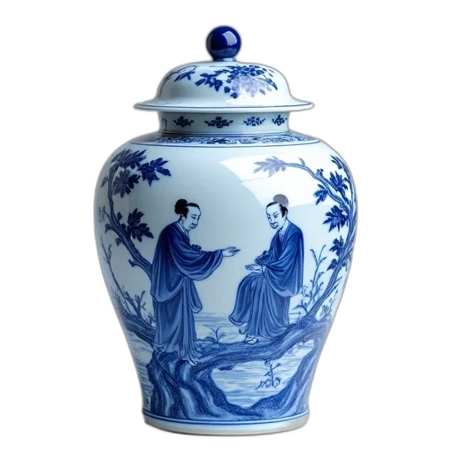 photorealistic, blue, white, porcelain transparent PNG cut-out