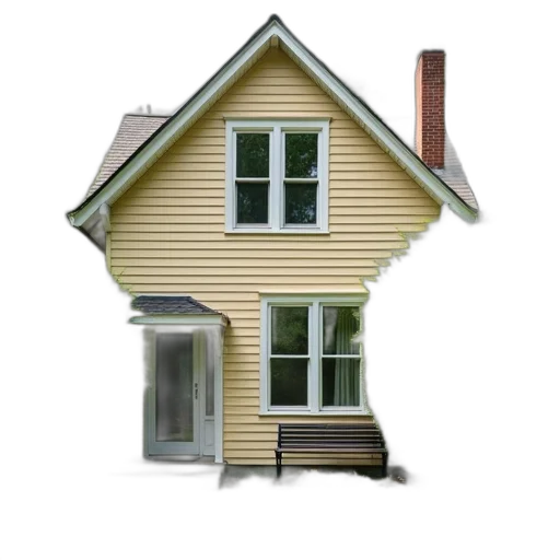 building, furniture, face, 3d render, photorealistic, concept art, small, two-story transparent PNG cut-out