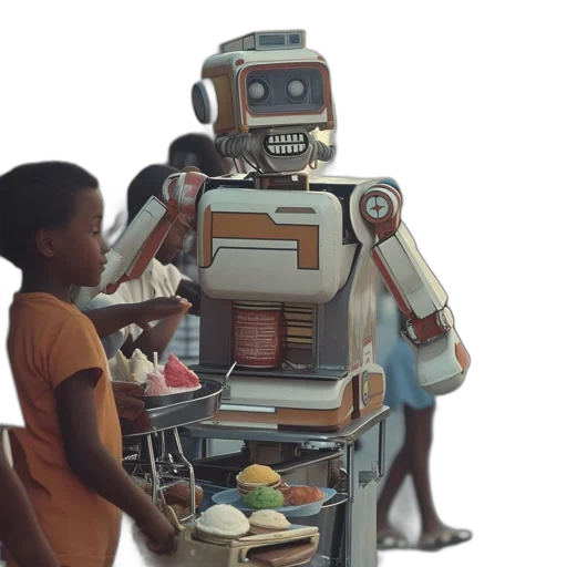 robot, concept art, 3d render, robotic, figure, resembling, vending, machine transparent PNG cut-out