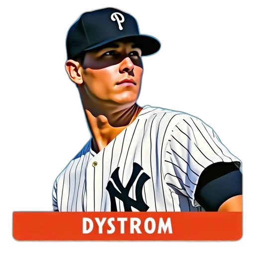 photorealistic, baseball, card, featuring, player, name, dystrom, team transparent PNG cut-out