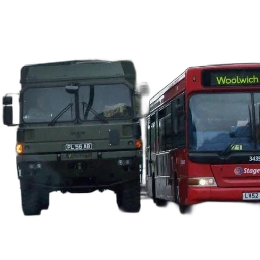 3d render, red, bus, destination, woolwich, top, front transparent PNG cut-out
