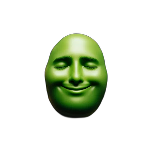 face, mask, creature, robot, 3d render, photorealistic, concept art, green transparent PNG cut-out