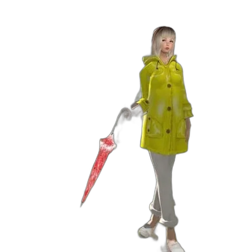 staff, umbrella, jacket, weapon, 3d render, concept art, photorealistic, person transparent PNG cut-out