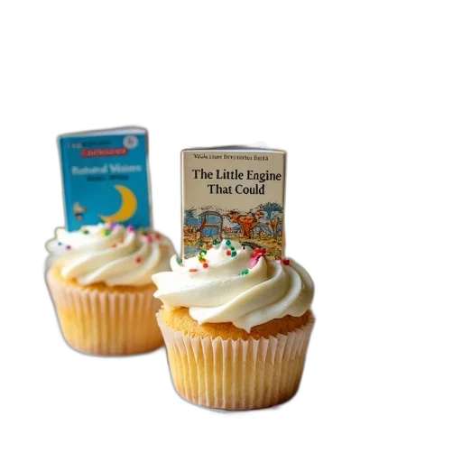 tray, cupcakes, white, frosting, colorful, sprinkles, displayed, each transparent PNG cut-out