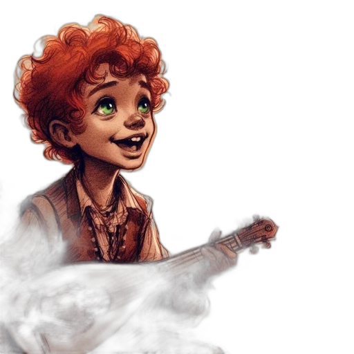 staff, concept art, fantasy art, watercolor, comic book art, fire, young, boy transparent PNG cut-out