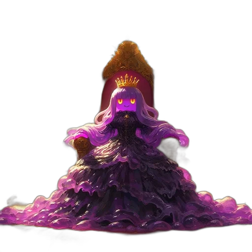 crown, dress, hat, hair, 3d render, concept art, figure, purple transparent PNG cut-out